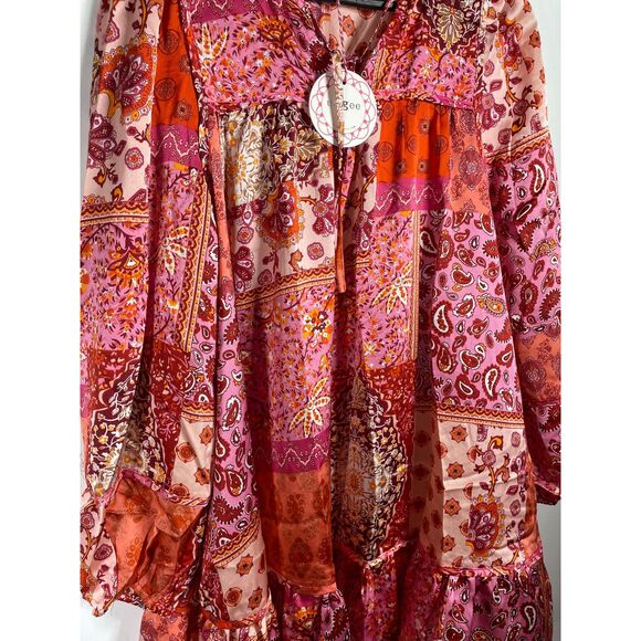 UMGEE NWT Boho Patchwork Dress Western Cowgirl Chic Festival Retro Gypsy Vibes - Picture 8 of 9